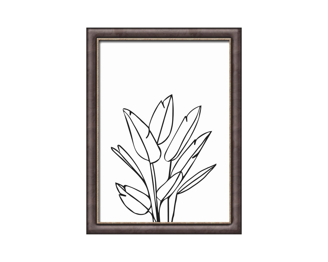 Gitarre und Blatt Linie Handzeichnung Set von 3 einfache und | Etsy