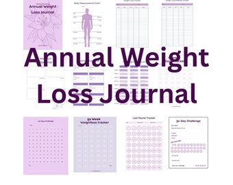 Weight Loss Journal, Exercise Tracker bundle, Fitness Planner Printable, Weight Loss Chart, Pounds Lost, Body Measurements, Meal Planner