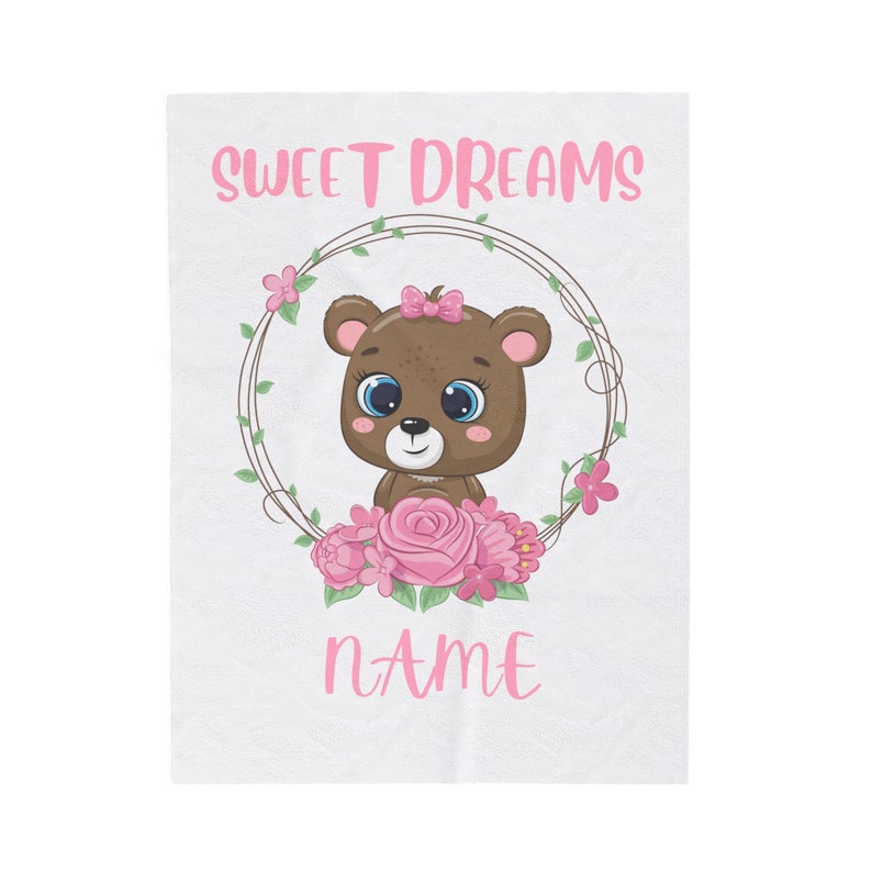 Personalized Name Baby Bear Blankets, Sweet Dreams Baby Blanket
