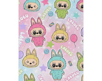 Labubu Milky Blanket with Adorable Characters | Cozy Throw for Kids, Nursery Decor, Baby Shower Gift, Soft Plush Blanket, Children&#39;s Room