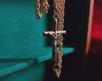 14k Gold Filled Cross Pendant Necklace- TK 1950s