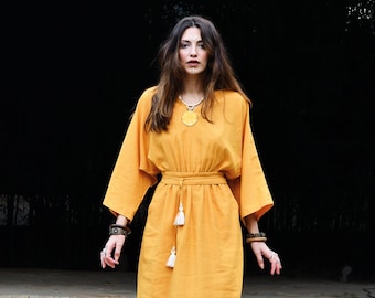 Handwoven Linen Maxi Dress: Minimalist Boho Summer Dress