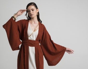 Linen Kimono Robe, Kimono Cardigan, Linen Kimono Jacket, Kimono Women, Festival Kimono, Burning Man Kimono, Linen Kimono Dress, Kaftan Dress