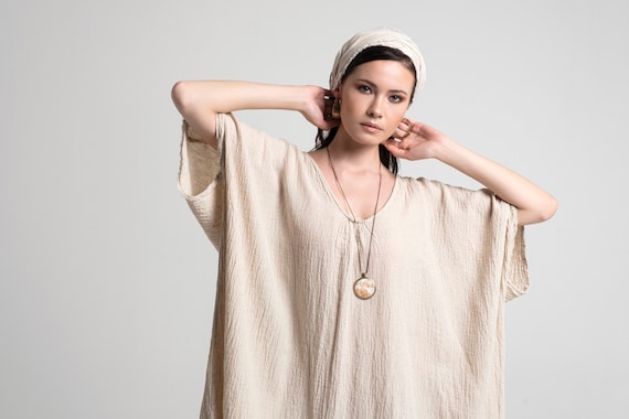 Boho Crinkle Katoen Kaftan Jurk Biologische Kaftan Jurk Vrouwen Jurk Godin Jurk Festival Jurk Loose Fit Lange Jurk One Size Jurk Etsy Nederland