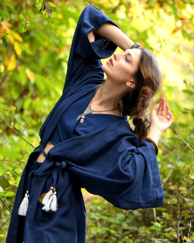 Raw Cotton Kimono/ Two Piece Set / Kimono dress / Goddess Dress / Wrap dress / Kimono long dress / Organic Dress / Kimono Style dress image 1