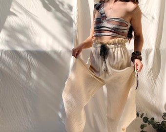 Hippie Harem Pants/ Women/ Harem / Slit/ African / Festival Clothing/ Boho/ Wide Leg/ Tall / Thailand/ Beach/ Yoga/ Loungewear/ Plus Size