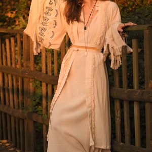 WideHand Printed Goddess Kimono / Sleeves Kimono Robe / Goddess Dress / Boho Kimono / Jacket / Organic Cotton Kimono Robe / image 3