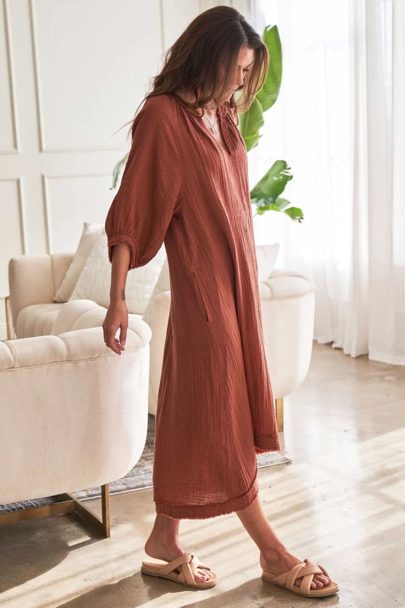 Cinnamon Organic Cotton Kaftan Dress Oversized Long Dress Etsy