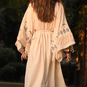 WideHand Printed Goddess Kimono / Sleeves Kimono Robe / Goddess Dress / Boho Kimono / Jacket / Organic Cotton Kimono Robe / image 7