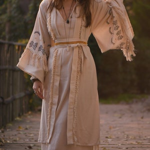 WideHand Printed Goddess Kimono / Sleeves Kimono Robe / Goddess Dress / Boho Kimono / Jacket / Organic Cotton Kimono Robe / image 4