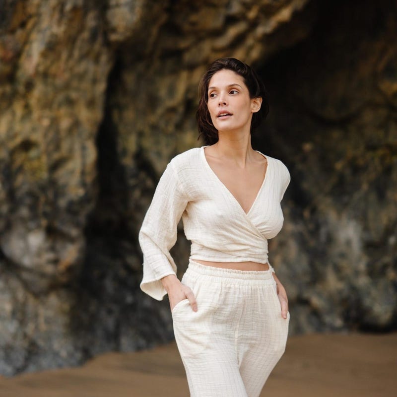 Christy Yoga Wrap Top - Butter