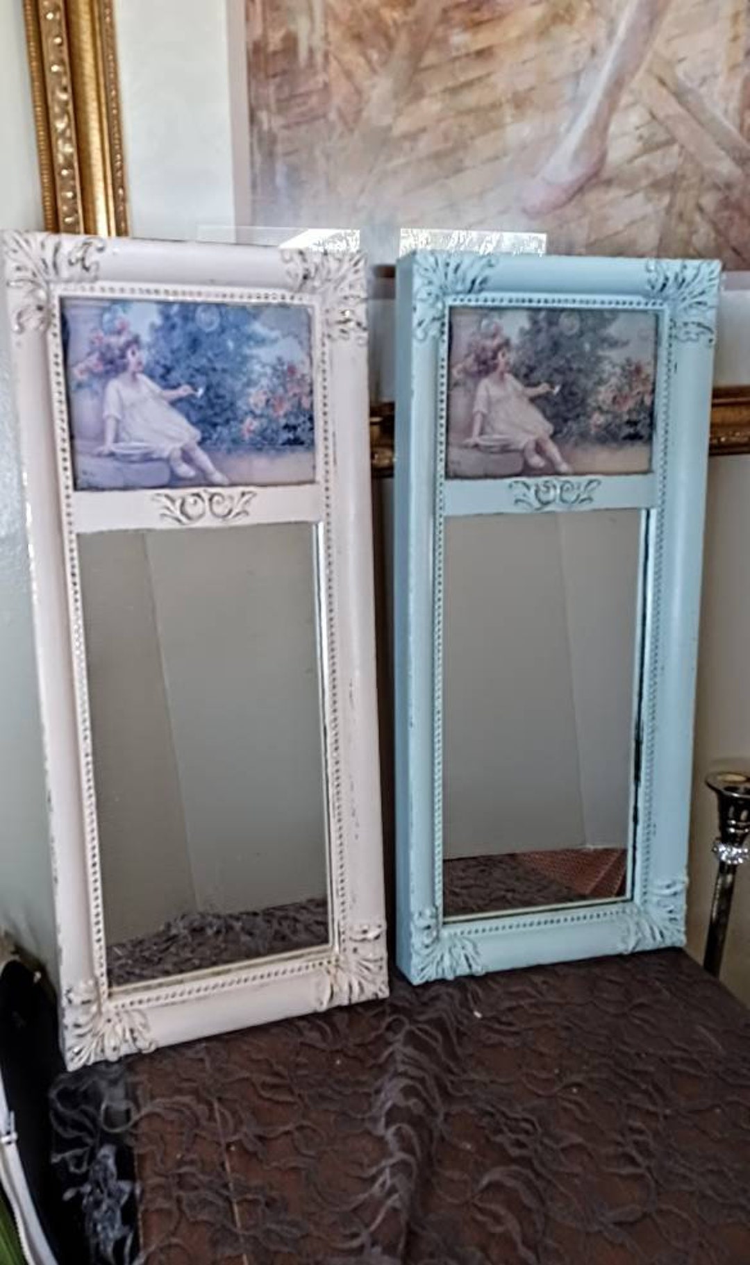 Vintage Mirror, Home Interior Mirror, Shabby and Chic Mirror, Rectangle
