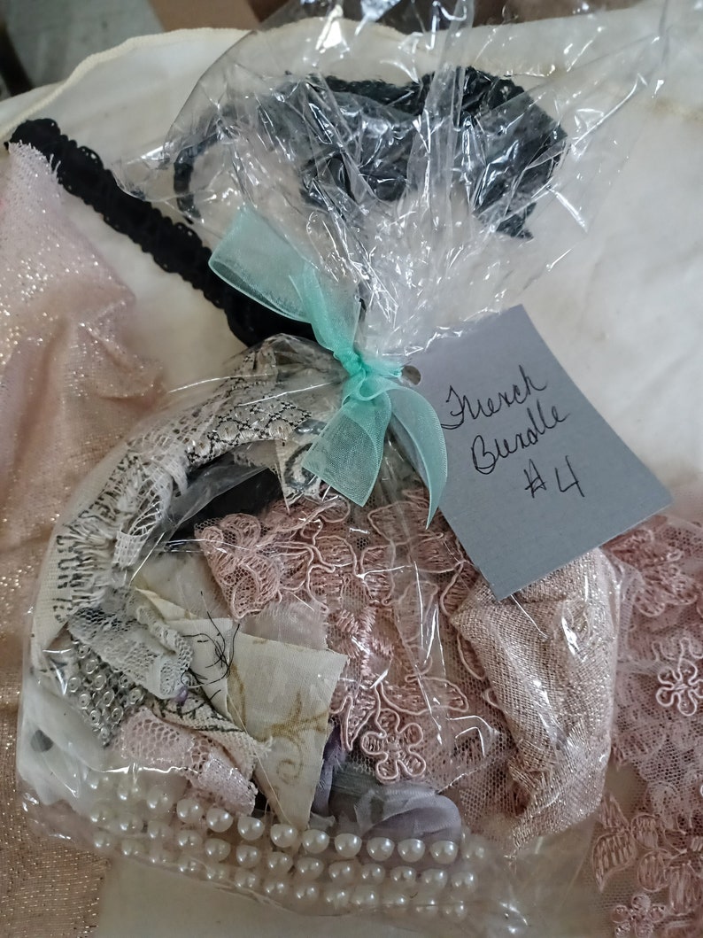 Fabric Scrap Bundles, Junk Journal, Ribbon, Vintage Fabric Remnants ...