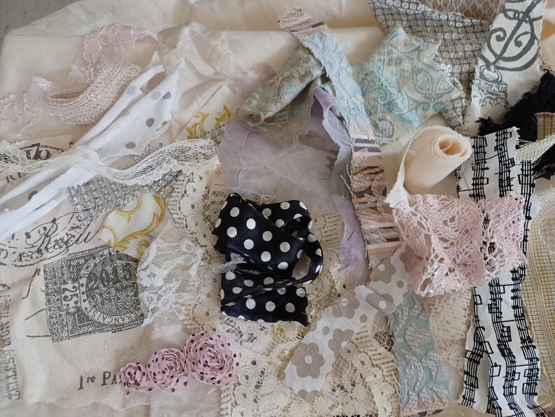Fabric Scrap Bundles Junk Journal Ribbon Vintage Fabric - Etsy
