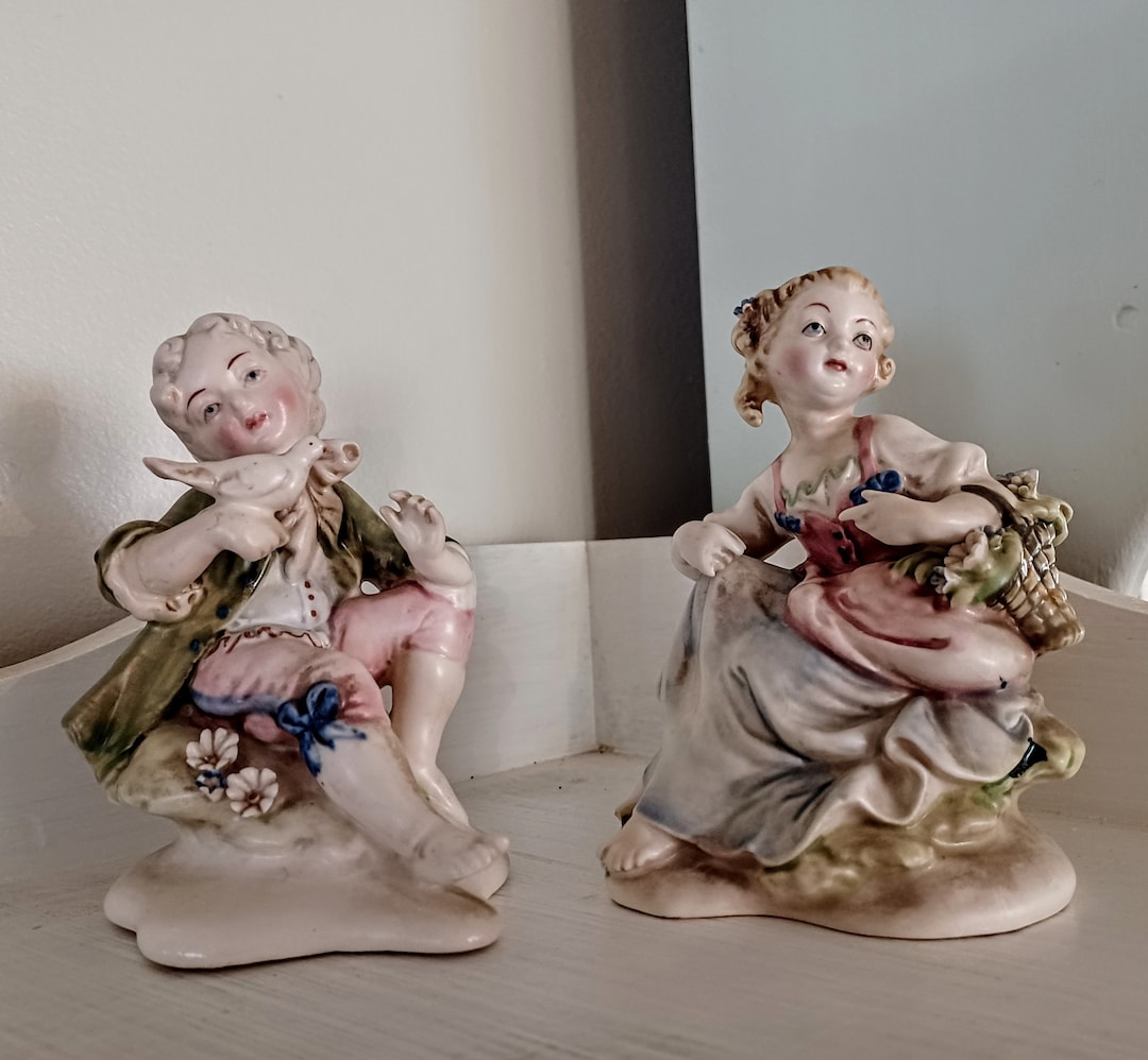 Vintage Porcelain Figurines, Boy and Girl Porcelain, Pair of Vintage
