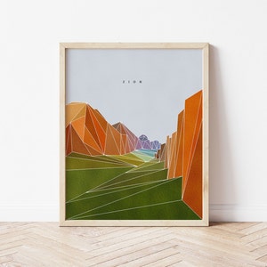 Zion National Park Wall Art - Printable Digital Print - Instant Download - Minimalist Wall Art - Abstract Wall Art - Desert Wall Art