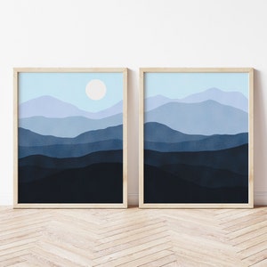 Set of 2 Abstract Mountains Wall Art - Arte digital imprimible - Descarga instantánea - Watercolor Mountain Print - Abstract Mountain Wall Art