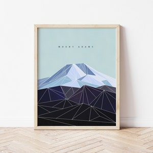 Arte de parede de Mount Adams - Impressão digital para impressão - Download instantâneo - Arte minimalista de parede de montanha - Arte abstrata de parede de montanha - Geométrica