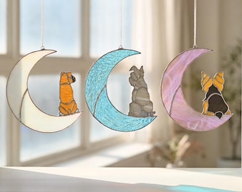 Atrapasueños de perro personalizado con vitrales, retrato personalizado de 113 razas a partir de una foto, regalo conmemorativo para perros, regalo de condolencia por la pérdida de una mascota, regalo para mamá canina