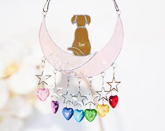 Crystal Rainbow Pet Memorial Sun Catcher Dog Stained Glass Window Hangings Heart Wall Decor Dog Memorial Gift Custom Gift Puppy Loss Gift