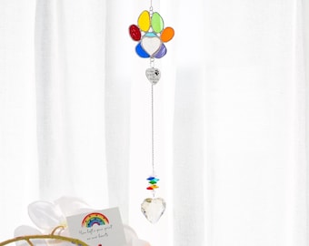 Custom Rainbow Bridge Stained Glass Paw Dog Memorial Suncatcher Stained Glass Crystal Loss of Pet Sympathy Gift Dog Cat Pet Memorial Gift