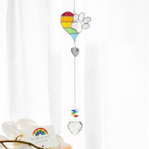 Custom Rainbow Bridge Stained Glass Paw Dog Memorial Suncatcher Stained Glass Crystal Loss of Pet Sympathy Gift Dog Cat Pet Memorial Gift