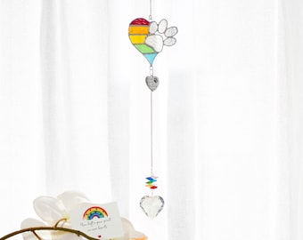 Custom Rainbow Bridge Stained Glass Paw Dog Memorial Suncatcher Stained Glass Crystal Loss of Pet Sympathy Gift Dog Cat Pet Memorial Gift