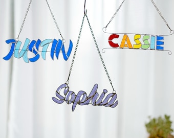 Personalized Stained Glass Name Sign Suncatcher, Door Sign, Boys Girls Room Sign, Custom Name Sign, Nursery Name Sign, Wall Window Hangings