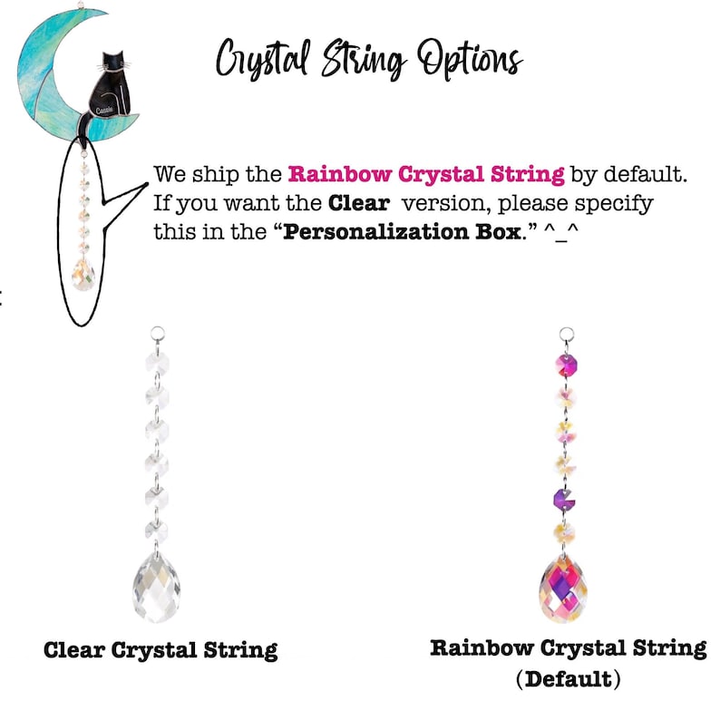 Custom Cat Memorial Suncatcher Crystal Cat on Moon Loss of Pet Sympathy Gift Stained Glass Custom Name Cat Ornament Cat Lovers Gifts image 6