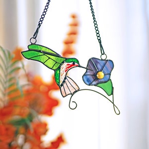 Hummingbird stained glass window hangings bird sun catcher Hummingbird gift Custom stained glass bird suncatcher Fathers Day gifts