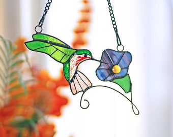Kolibri Glasmalerei Fensterbehänge Vogel Sonnenfänger Kolibri Geschenk Kundenspezifische Glasmalereivogel Sonnenfänger Vatertagsgeschenke