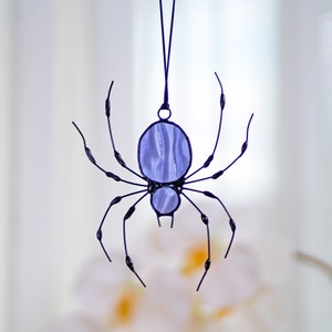 Spider Web Stained glass spider with web sun catcher Window hangings, Halloween spider suncatcher Gothic decor for Halloween