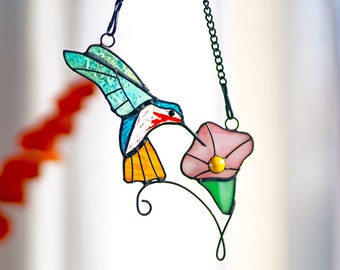 Kolibri Glasmalerei Fensterbehänge Vogel Sonnenfänger Kolibri Geschenk Kundenspezifische Glasmalereivogel Sonnenfänger Vatertagsgeschenke