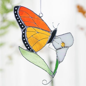 Monarch Butterfly Stained Glass Butterfly Suncatcher Flowers Stained Glass Window Hangings Mothers Day Gifts Stained Glass Butterfly Gifts