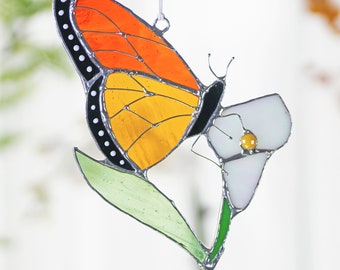 Monarch Butterfly Stained Glass Butterfly Suncatcher Flowers Stained Glass Window Hangings Mothers Day Gifts Stained Glass Butterfly Gifts