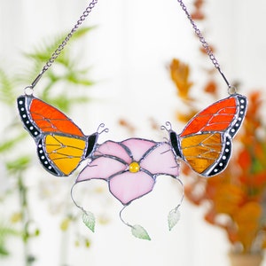 Monarch Stained glass butterfly Mothers Day gift Custom stained glass suncatcher Fly insect Butterly artwork stained glass window hangings