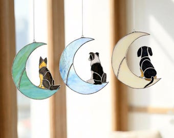 Gepersonaliseerde hond glas-in-lood suncatcher, 113 rassen aangepast hondenportret van foto, hond herdenkingscadeau, huisdier verlies sympathie cadeau hond moeder cadeau