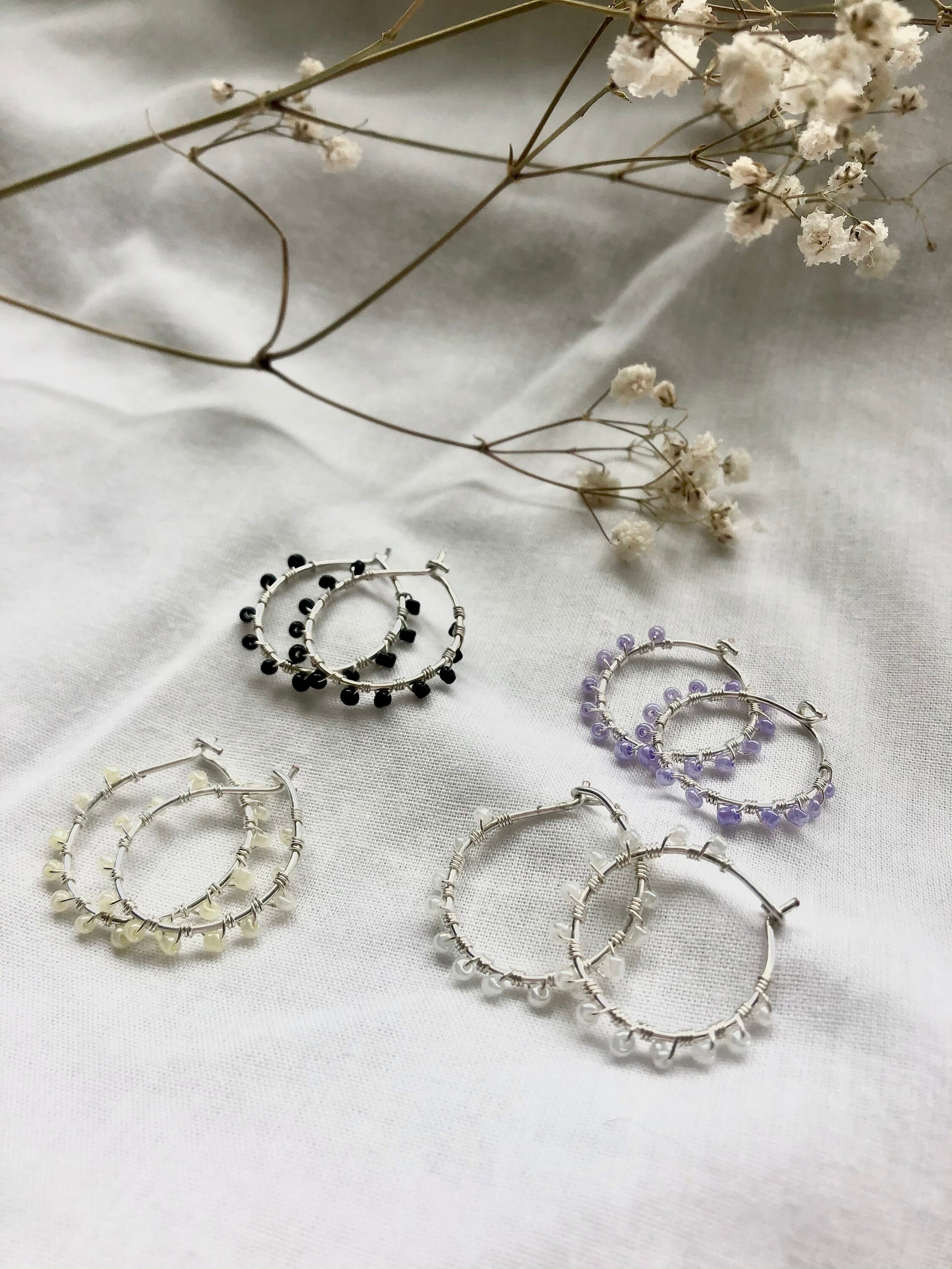 Wire Bead Hoop Earrings Etsy UK