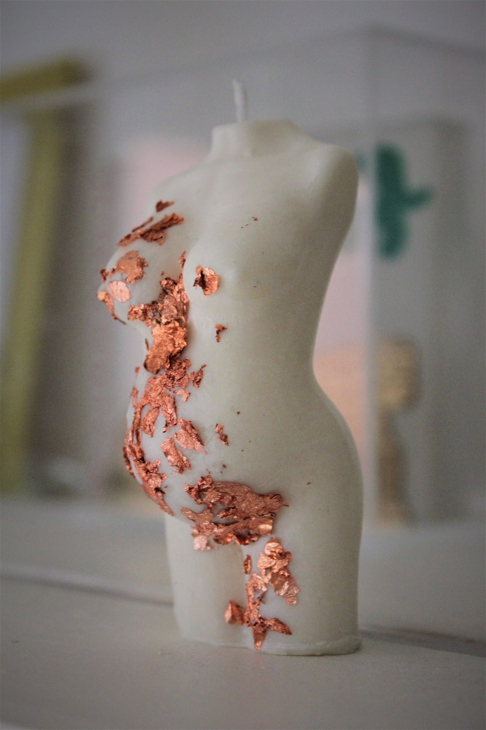 Pregnant Lady Soy Candle with Gold/Silver/Copper Leaves Etsy
