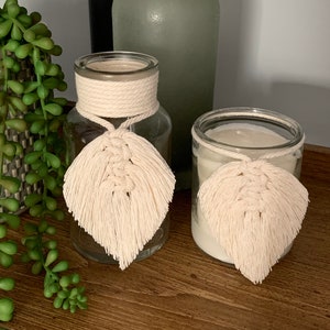 Bohemian Style Macrame Feather Vase and Candle Gift Set