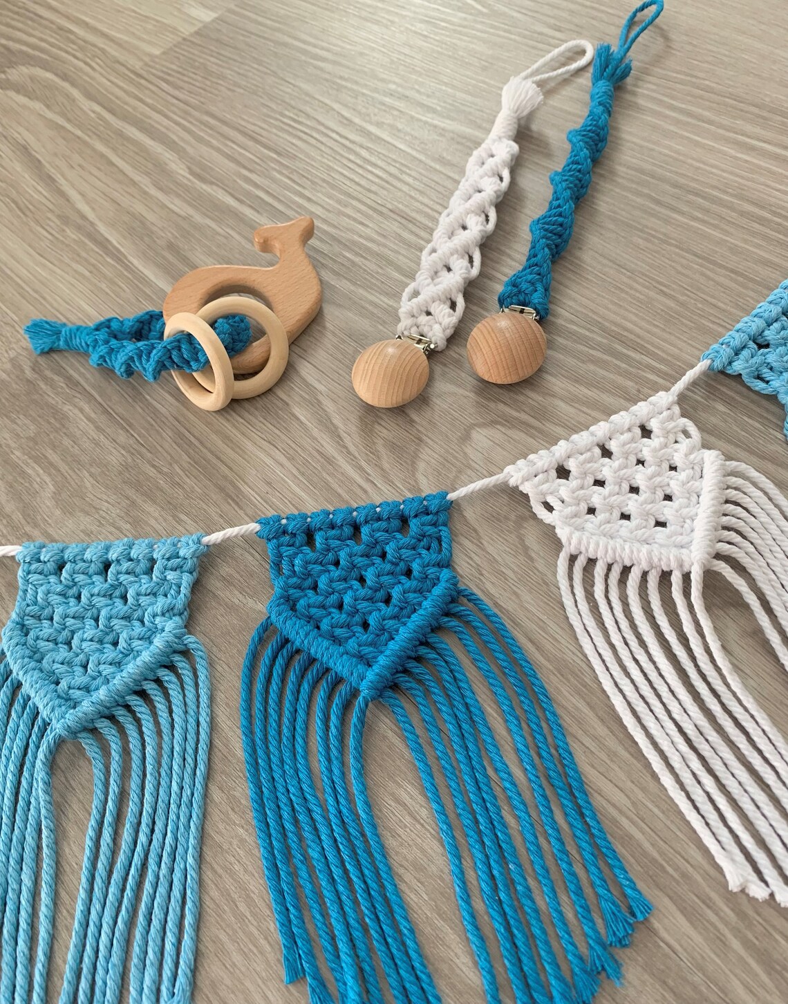 Blue Macrame Baby Bundle Gift Set Baby Shower Gift Gifts Etsy UK