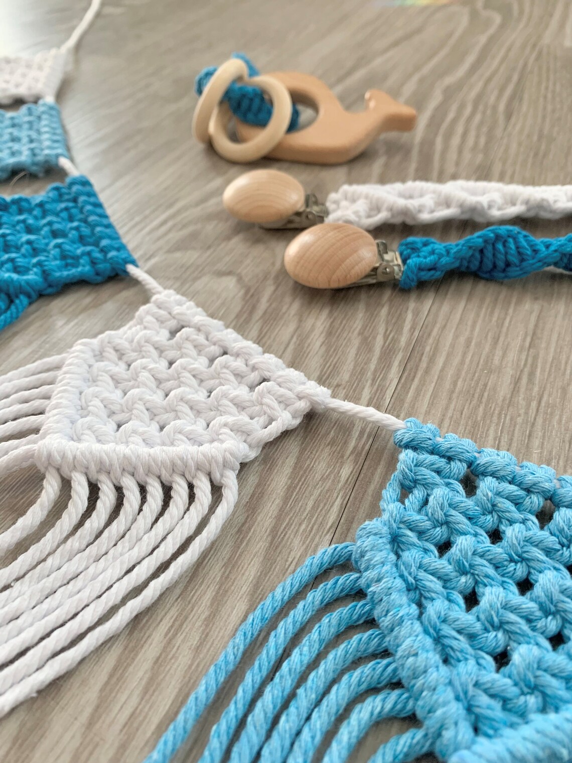 Blue Macrame Baby Bundle Gift Set Baby Shower Gift Gifts Etsy UK