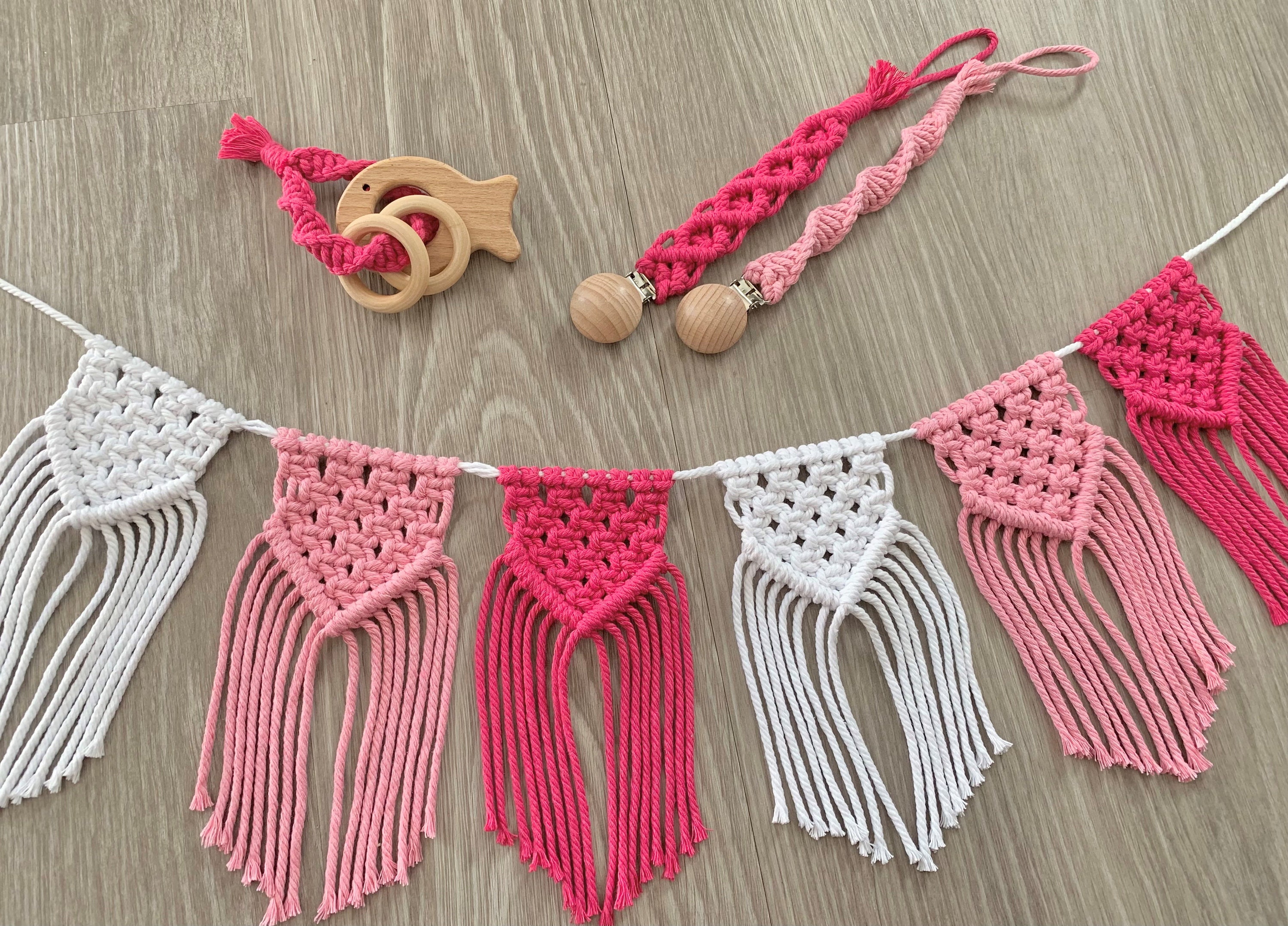 Pink Macrame Baby Bundle Gift Set Baby Shower Gift Gifts Etsy UK