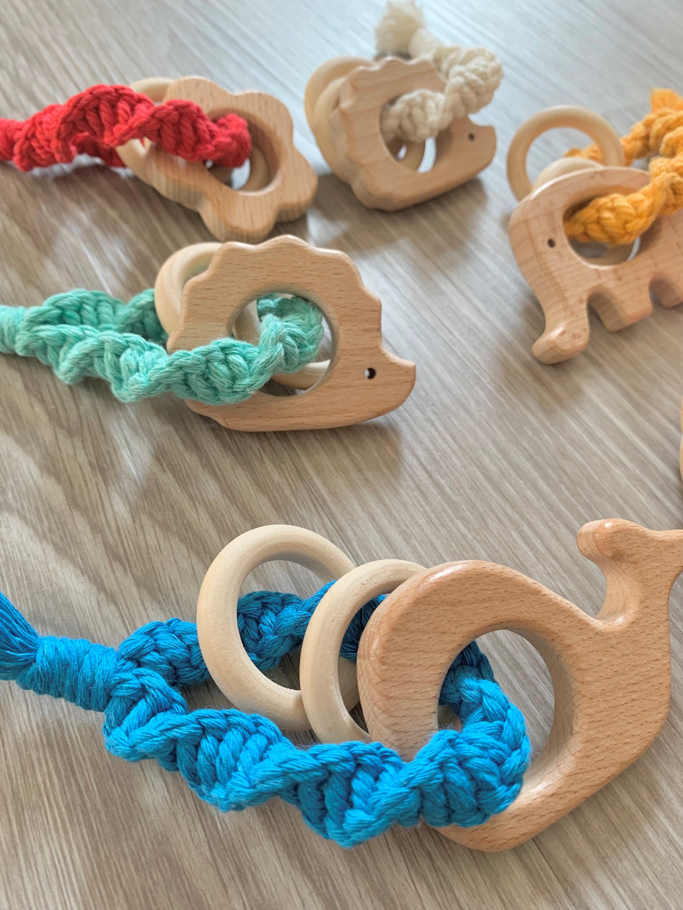 Macrame Baby Rattle Teether Boho Style Baby Gift Vibrant Etsy