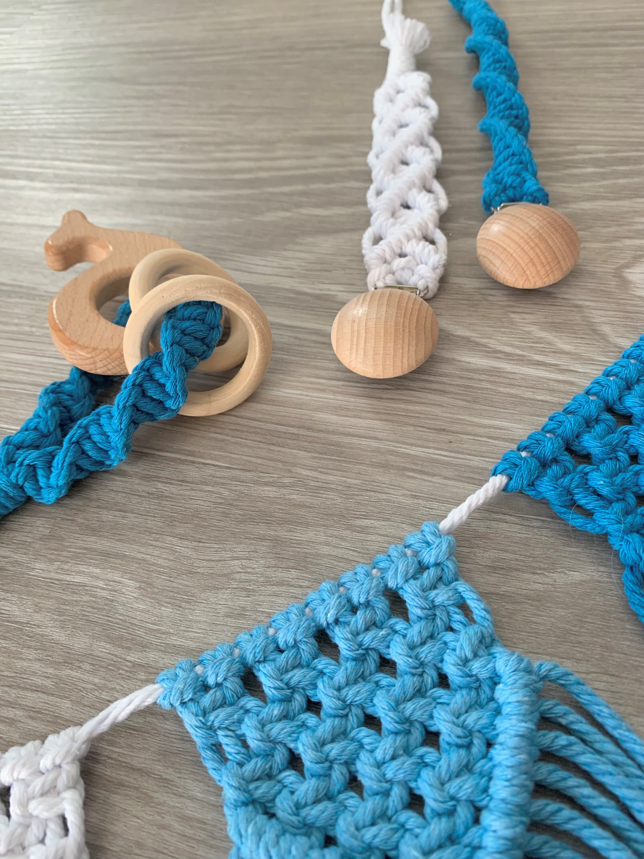 Blue Macrame Baby Bundle Gift Set Baby Shower Gift Gifts Etsy UK