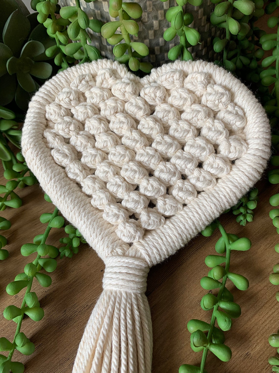 Large Knotted Macrame Heart Wall Hanging Etsy UK