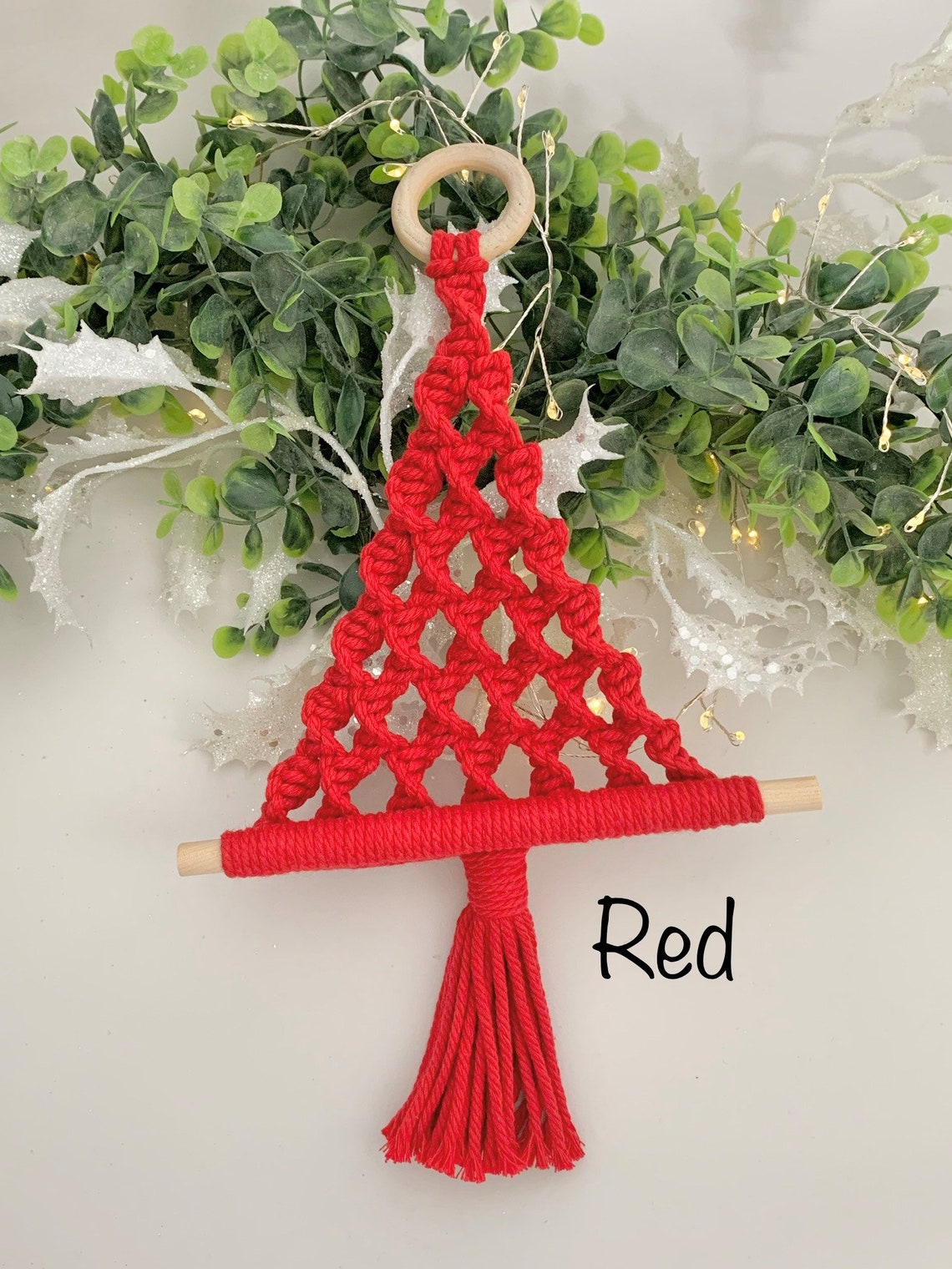 Small Macrame Christmas Tree Wall Hanging Various Colours Christmas ...