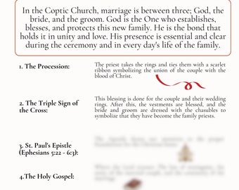 Coptic Orthodox Wedding Ceremony Program