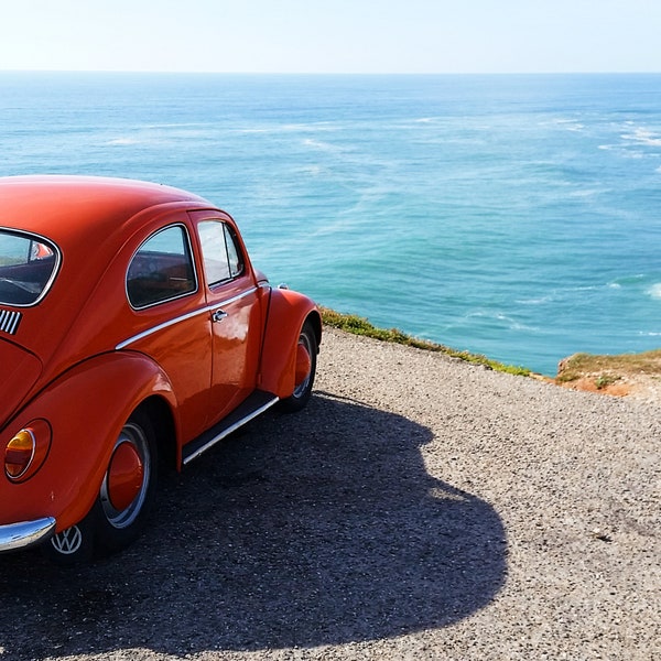 VW Beetle Photography - Portugal - Peniche - Orange - Vintage - Car Photography -Punch Buggy - car art - Volkswagen -Wall Art