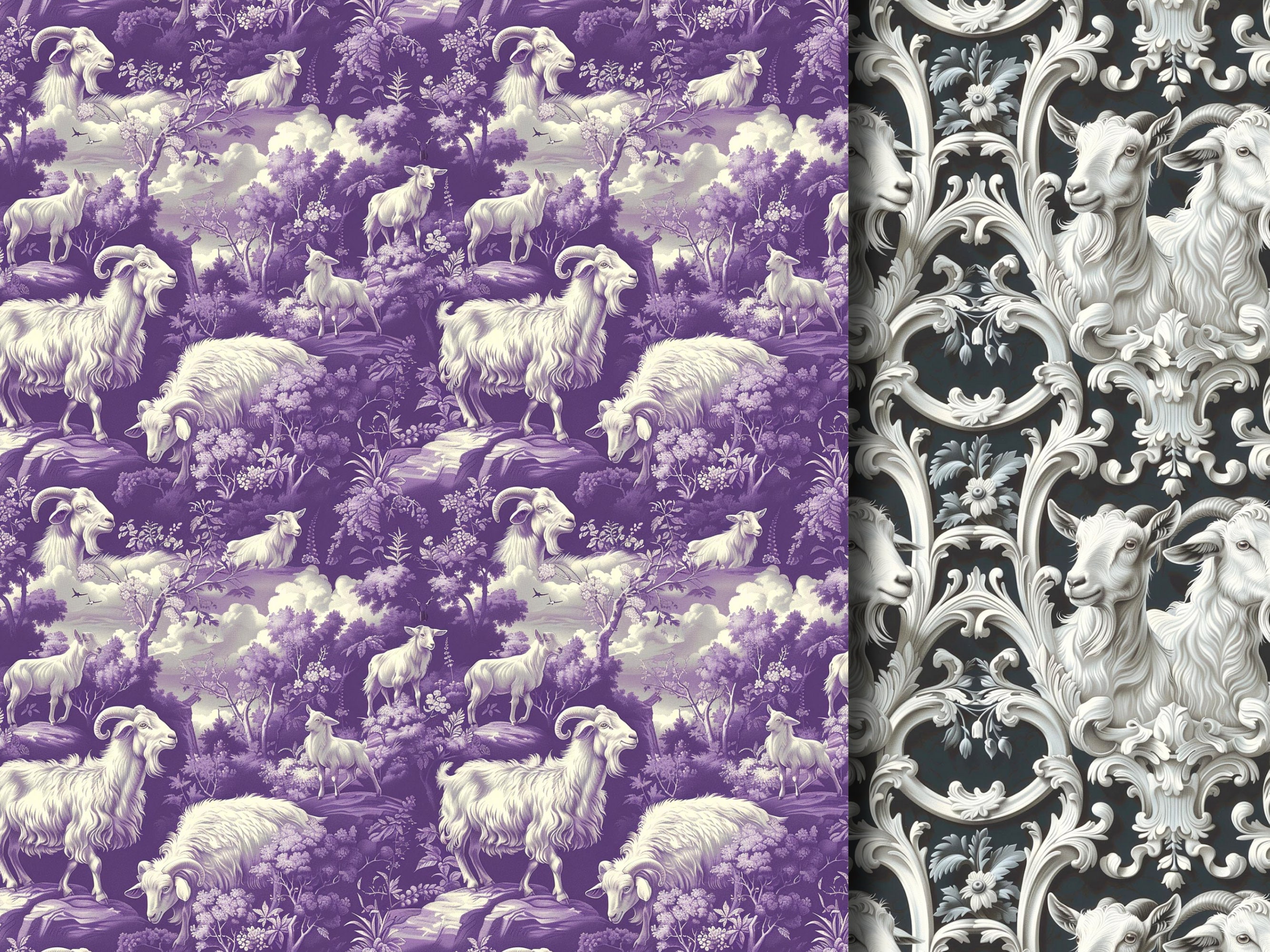 Formal Regency Goat Wallpaper, Seamless Patterns for Crafting Instant ...